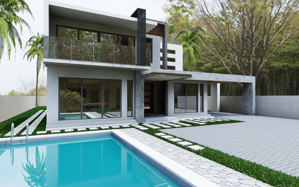 Rear of house with pool