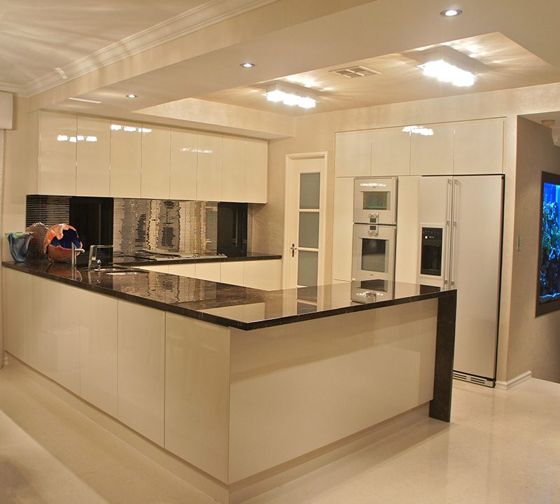 Kitchen and island